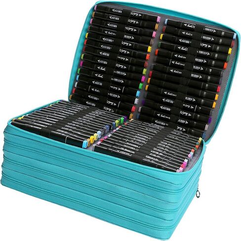 Black Marker Case, 224 Slots Alcohol Marker Case Markers Carrying Bag Holder for Art Sketch Marker, Permanent Paint Marker, Dry Erase Marker, Repair Marker Pen, Color Highlighte Art Supplies in Saudi Arabia