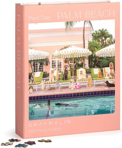 Galison Gray Malin Palm Beach – 1000 Piece Book Box Puzzle with Glamorous Palm Beach Dogs Photography Packaged in Magnetic Keepsake Book Sized Box in Saudi Arabia