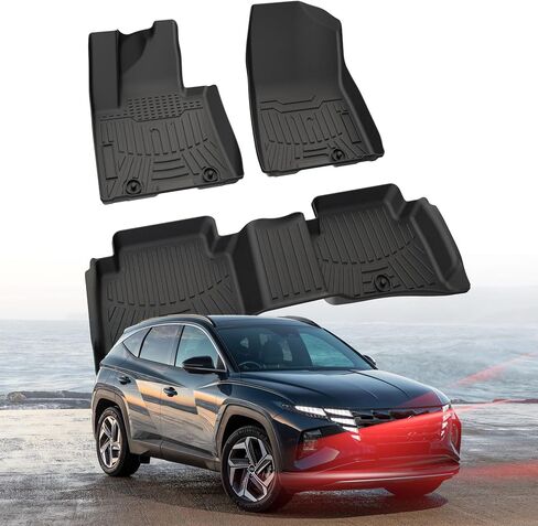 Car Floor Mats for 2024 2025 Hyundai Santa Fe (Not for Hybrid), All Weather Protection TPE Car Mats Custom Car Liners Accessories, Custom Fit 3 Rows Car Floor Liners Set, Black in Saudi Arabia