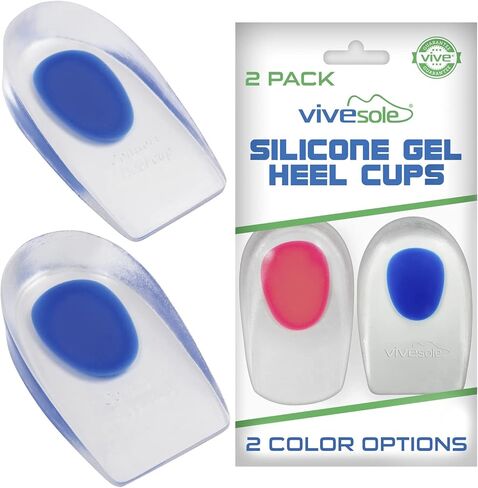 Heel Cups for Heel Pain Relief (3 Pairs) - Gel Cushion Inserts for Heel Spur, Achilles Tendonitis, Plantar Fasciitis - Insole Pads for Shoes Women & Men - Silicone Supports, Shock Absorbing in Kuwait