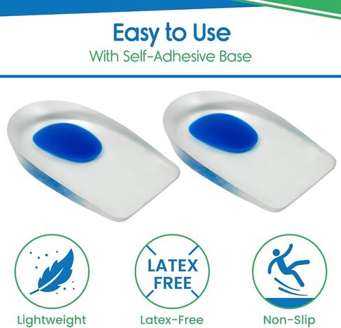 Heel Cups for Heel Pain Relief (3 Pairs) - Gel Cushion Inserts for Heel Spur, Achilles Tendonitis, Plantar Fasciitis - Insole Pads for Shoes Women & Men - Silicone Supports, Shock Absorbing in Kuwait