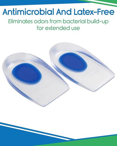 Heel Cups for Heel Pain Relief (3 Pairs) - Gel Cushion Inserts for Heel Spur, Achilles Tendonitis, Plantar Fasciitis - Insole Pads for Shoes Women & Men - Silicone Supports, Shock Absorbing in Kuwait