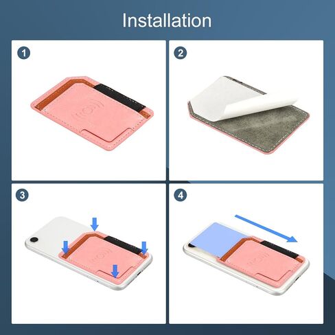 MECCANIXITY Adhesive Phone Wallet PU Stick on Card Holder Elastic Storage for Smart Phones or Cases Rose Gold in Saudi Arabia