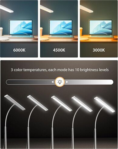 مصباح مكتب، مصباح مكتب iFalarila 160 LED قابل للتعتيم للمكتب المنزلي [عنق معقوفة مرن محدث وقضيب معدني ومشبك على شكل حرف I] مشبك ضوء كتاب على الطاولة للقراءة، ومنضدة العمل، والصياغة، وتكنولوجيا الأظافر، والخياطة، والألغاز in Kuwait