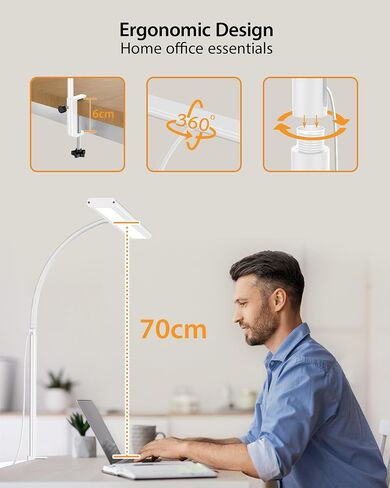 مصباح مكتب، مصباح مكتب iFalarila 160 LED قابل للتعتيم للمكتب المنزلي [عنق معقوفة مرن محدث وقضيب معدني ومشبك على شكل حرف I] مشبك ضوء كتاب على الطاولة للقراءة، ومنضدة العمل، والصياغة، وتكنولوجيا الأظافر، والخياطة، والألغاز in Kuwait