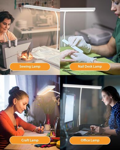 مصباح مكتب، مصباح مكتب iFalarila 160 LED قابل للتعتيم للمكتب المنزلي [عنق معقوفة مرن محدث وقضيب معدني ومشبك على شكل حرف I] مشبك ضوء كتاب على الطاولة للقراءة، ومنضدة العمل، والصياغة، وتكنولوجيا الأظافر، والخياطة، والألغاز in Kuwait