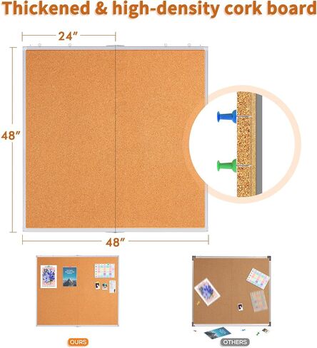 Maxtek Barge Cork Board 48 × 36 بوصة ، لوحة نشرة للجدران ، 4'x 3 'الإطار الإضافي للألومنيوم ، لوحة دبوس مثبتة على الحائط القابلة للطي إشعار لوحة الفلين للمكتب ، شاشة الجدار المنزلي in Kuwait