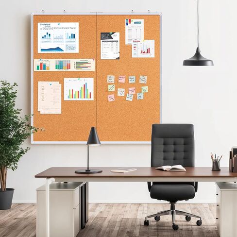 Maxtek Barge Cork Board 48 × 36 بوصة ، لوحة نشرة للجدران ، 4'x 3 'الإطار الإضافي للألومنيوم ، لوحة دبوس مثبتة على الحائط القابلة للطي إشعار لوحة الفلين للمكتب ، شاشة الجدار المنزلي in Kuwait