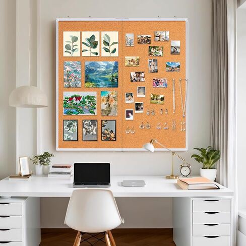Maxtek Barge Cork Board 48 × 36 بوصة ، لوحة نشرة للجدران ، 4'x 3 'الإطار الإضافي للألومنيوم ، لوحة دبوس مثبتة على الحائط القابلة للطي إشعار لوحة الفلين للمكتب ، شاشة الجدار المنزلي in Kuwait