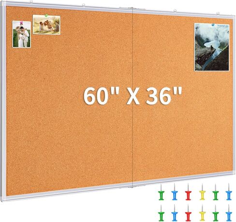 Maxtek Barge Cork Board 48 × 36 بوصة ، لوحة نشرة للجدران ، 4'x 3 'الإطار الإضافي للألومنيوم ، لوحة دبوس مثبتة على الحائط القابلة للطي إشعار لوحة الفلين للمكتب ، شاشة الجدار المنزلي in Kuwait
