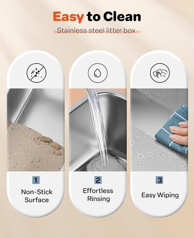 Stainless Steel Litter Box with Lid, Extra Large Metal Cat Box for Big Cats, High Sided Kitty Litter Box with Scoop, XL, Open Top, Non-Sticky, Anti-Leakage, Easy to Clean (Gray, X-Large) in Saudi Arabia