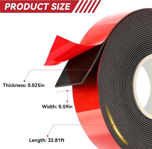 Double Sided Tape Heavy Duty 32.81Ft x 0.59In, Acrylic Foam Mounting Tape, Two Sided Tape Heavy Duty, Double Sided Tape for Walls, High Temperature Resistant Adhesive Tape for Car, Office Decor in Saudi Arabia