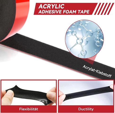 Double Sided Tape Heavy Duty 32.81Ft x 0.59In, Acrylic Foam Mounting Tape, Two Sided Tape Heavy Duty, Double Sided Tape for Walls, High Temperature Resistant Adhesive Tape for Car, Office Decor in Saudi Arabia