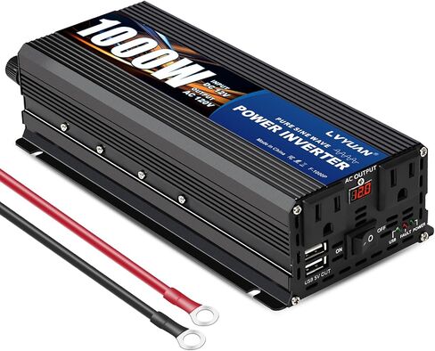 LVYUAN 500 Watt Pure Sine Wave Power Inverter 12V to 110V/120V DC to AC Converter with Dual Sockets, Dual USB Ports, LED Display for Home Outdoor RV Car Power Inverter Power Adapter in Saudi Arabia