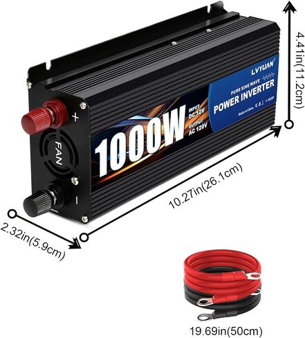 LVYUAN 500 Watt Pure Sine Wave Power Inverter 12V to 110V/120V DC to AC Converter with Dual Sockets, Dual USB Ports, LED Display for Home Outdoor RV Car Power Inverter Power Adapter in Saudi Arabia