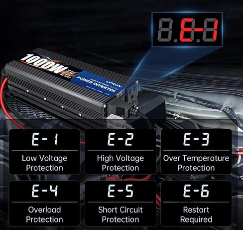 LVYUAN 500 Watt Pure Sine Wave Power Inverter 12V to 110V/120V DC to AC Converter with Dual Sockets, Dual USB Ports, LED Display for Home Outdoor RV Car Power Inverter Power Adapter in Saudi Arabia