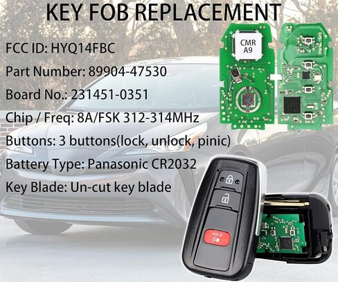 Smart Key for Toyota Camry 2018-2023, Alliskeys Key Fob Fit for HYQ14FBC 231451-0351 89904-06220 89904-06240 in Saudi Arabia