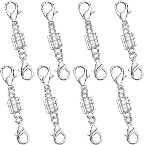 925 Silver Double Lobster Magnetic Necklace Clasps,Magnetic Jewelry Clasps for Necklaces Extender Bracelet Clasps and Closures (3silvery) in Saudi Arabia