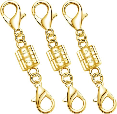 925 Silver Double Lobster Magnetic Necklace Clasps,Magnetic Jewelry Clasps for Necklaces Extender Bracelet Clasps and Closures (3silvery) in Saudi Arabia