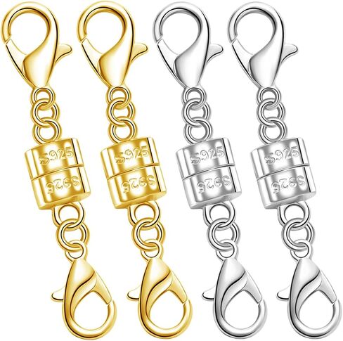 925 Silver Double Lobster Magnetic Necklace Clasps,Magnetic Jewelry Clasps for Necklaces Extender Bracelet Clasps and Closures (3silvery) in Saudi Arabia