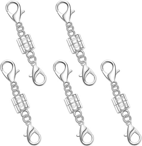 925 Silver Double Lobster Magnetic Necklace Clasps,Magnetic Jewelry Clasps for Necklaces Extender Bracelet Clasps and Closures (3silvery) in Saudi Arabia