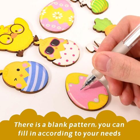 24 Pcs Easter Tokens Reward Egg Fillers Bunny Wood Basket Egg Tokens for Easter Day Party Favors Craft Decoration (Bunny Tokens) in Saudi Arabia