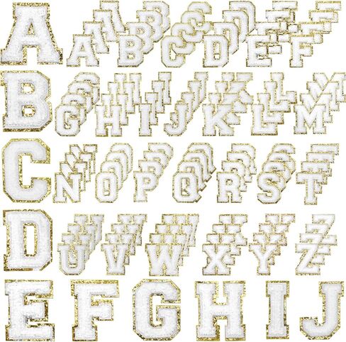 104 PCS CHENILLE LETTER PATCES ، ملصقات رسائل اسكواش 2.2 بوصة ملصقات ملصقات ذاتية أبيض للقبعات والأكياس وأكياس الماكياج وحقائب الظهر in Kuwait
