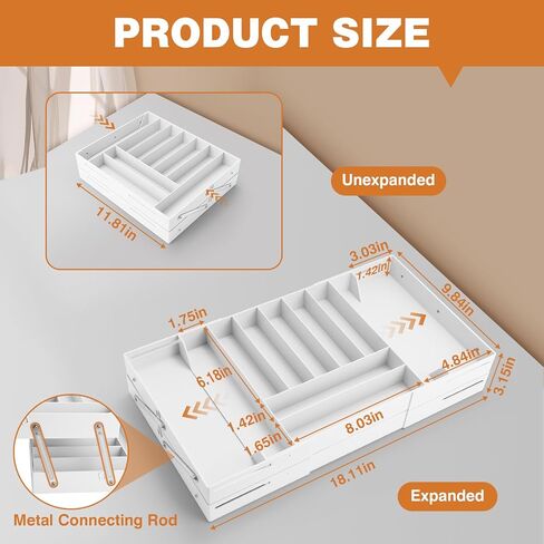 2 Tier Extra Large and High Drawer Organizer, Expandable Smart Drawer Organizer, Desk Organizer for Hardware Tools, Makeup, Jewelry (GRAY) in Kuwait