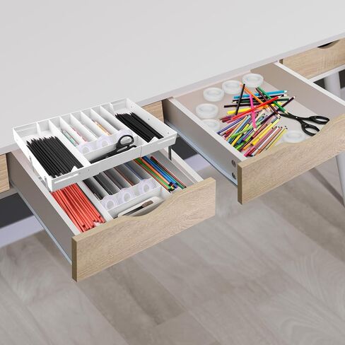 2 Tier Extra Large and High Drawer Organizer, Expandable Smart Drawer Organizer, Desk Organizer for Hardware Tools, Makeup, Jewelry (GRAY) in Kuwait