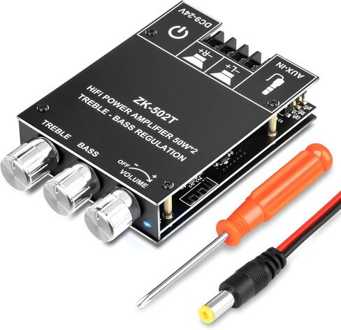 ZK-TB21 Bluetooth Amplifier Board,50W+50W+100W 2.1 Channel Subwoofer Amp Board with Treble and Bass Control,DC 12-24V, Bluetooth and AUX Inputs, DIY Wireless Speakers AMP Board, Password Free in Saudi Arabia
