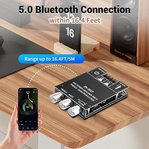 ZK-TB21 Bluetooth Amplifier Board,50W+50W+100W 2.1 Channel Subwoofer Amp Board with Treble and Bass Control,DC 12-24V, Bluetooth and AUX Inputs, DIY Wireless Speakers AMP Board, Password Free in Saudi Arabia
