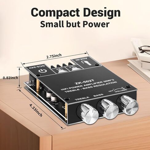 ZK-TB21 Bluetooth Amplifier Board,50W+50W+100W 2.1 Channel Subwoofer Amp Board with Treble and Bass Control,DC 12-24V, Bluetooth and AUX Inputs, DIY Wireless Speakers AMP Board, Password Free in Saudi Arabia