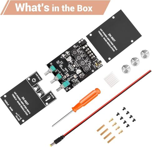 ZK-TB21 Bluetooth Amplifier Board,50W+50W+100W 2.1 Channel Subwoofer Amp Board with Treble and Bass Control,DC 12-24V, Bluetooth and AUX Inputs, DIY Wireless Speakers AMP Board, Password Free in Saudi Arabia