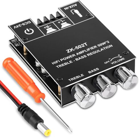 ZK-TB21 Bluetooth Amplifier Board,50W+50W+100W 2.1 Channel Subwoofer Amp Board with Treble and Bass Control,DC 12-24V, Bluetooth and AUX Inputs, DIY Wireless Speakers AMP Board, Password Free in Saudi Arabia