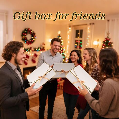WLUSEAXI 10 Pack Gold Foil Gift Boxes with Lids, 10.6x7.8x3.1Inch Luxury Bridesmaid Proposal Box, White Gift Boxes for Presents, Wedding, Baby Shower, Birthday Party in Saudi Arabia