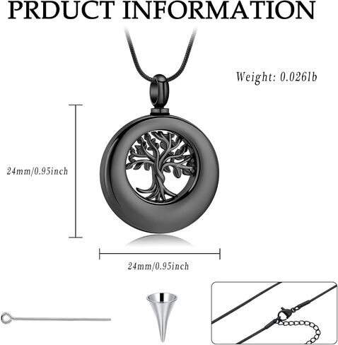 QGJNSGC Circle Of Ring Urn Necklace For Ashes, Memorial Urn Necklace Always Cremation Jewelry Pendant Necklaces For Ashes For Man Women… in Kuwait