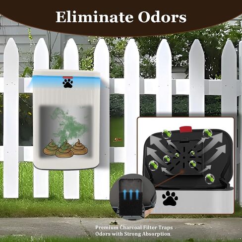 Dog Waste Trash Can Wall Mounted, 2.1Gal Small Outdoor Trash Can with Lid, Hanging on Fence, Dog Poop Bucket with 40 Bags, Inner Waste Bin, White in Saudi Arabia