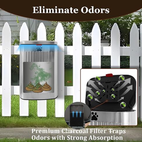Dog Waste Trash Can Wall Mounted, 2.1Gal Small Outdoor Trash Can with Lid, Hanging on Fence, Dog Poop Bucket with 40 Bags, Inner Waste Bin, White in Kuwait
