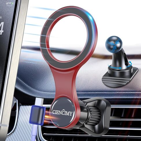 for Magsafe Car Mount, Magnetic Cable Clip Compatible with Magsafe Car Vent Mount, 360° Adjustable Strong Magnet Air Vent Phone Holder Fit for iPhone 15 Pro Plus Max 14 13 12 Mini in Saudi Arabia