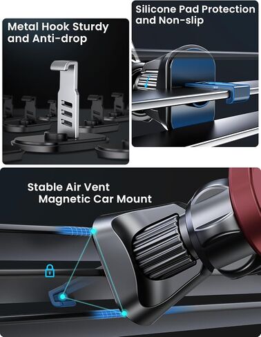 for Magsafe Car Mount, Magnetic Cable Clip Compatible with Magsafe Car Vent Mount, 360° Adjustable Strong Magnet Air Vent Phone Holder Fit for iPhone 15 Pro Plus Max 14 13 12 Mini in Saudi Arabia