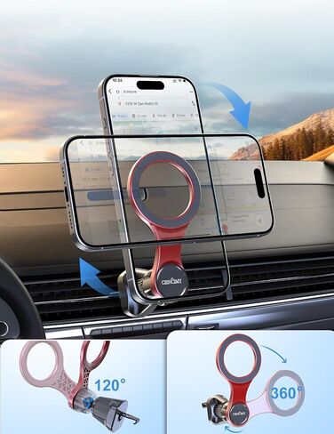 for Magsafe Car Mount, Magnetic Cable Clip Compatible with Magsafe Car Vent Mount, 360° Adjustable Strong Magnet Air Vent Phone Holder Fit for iPhone 15 Pro Plus Max 14 13 12 Mini in Saudi Arabia