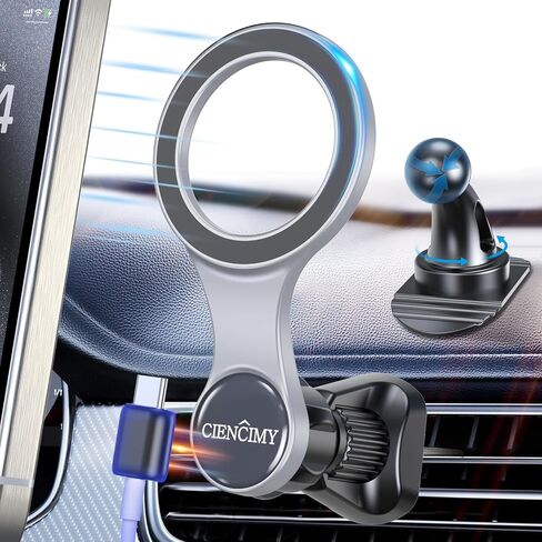 for Magsafe Car Mount, Magnetic Cable Clip Compatible with Magsafe Car Vent Mount, 360° Adjustable Strong Magnet Air Vent Phone Holder Fit for iPhone 15 Pro Plus Max 14 13 12 Mini in Saudi Arabia