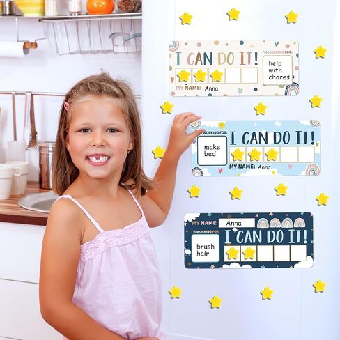 3 Sets Magnetic Rewards Chart for Kids I Can Do It Token Board Boho Rainbow Behavior Chart at Home Positive Star and Customization Goal Box Incentives for Teacher Essentials Elementary Classroom in Saudi Arabia