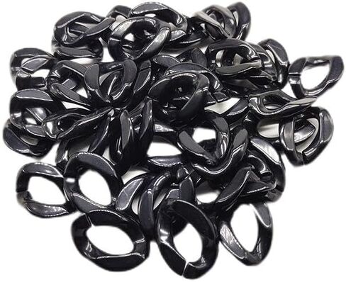 100pcs أسود أكريليك بلاستيك ربط سلسلة حلقات سلسلة تويست سلسلة موصلات الارتباط السريع ل DIY قلادة الهاتف الأكياس سلسلة المجوهرات صنع الملحقات الزخرفية in Kuwait