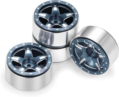 RCLIONS 1.3inch Aluminium Beadlock Wheel Rims 70g for TRX4M SCX24 1/24 1/18 Scale RC Crawler Car Upgrade Parts (Blue) in Kuwait