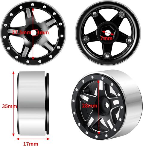 Rclions 1.3inch الألومنيوم Beadlock Wheel Rims 70g لـ TRX4M SCX24 1/24 1/18 SCALE RC CRAWLER UPGRADE PRASTION in Saudi Arabia