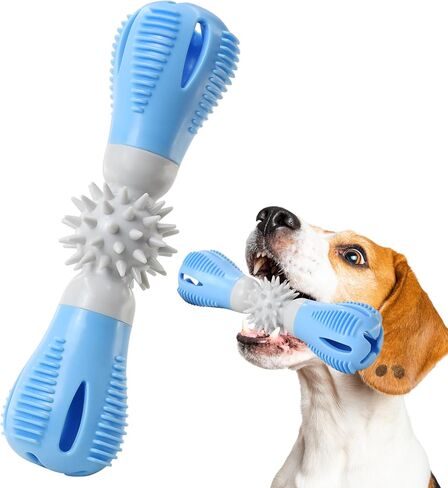 Durable Dog Chew Toy, Natural Rubber Treat Dispensing Puzzle Toy for Small & Medium Breeds – Interactive Teething, Training, and Dental Care Toy to Keep Dogs Engaged & Relieve Boredom (Blue) in Kuwait
