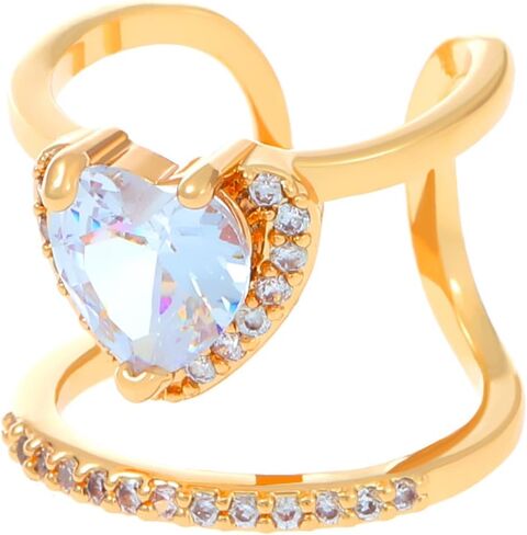MYANAIL Zircon Nail Ring Set 2Pcs Finger Nail Cap Adjustable Stacking Ring for Women Rhinestone Metal Knuckle Ring Jewelry in Saudi Arabia