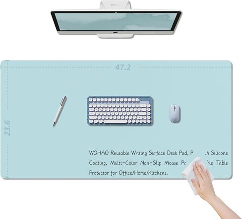 Reusable Writing Surface Desk Pad, PU with Silicone Coating, Multi-Color Non-Slip Mouse Pad, Wipeable Table Protector for Office/Home/Kitchens (Khaki, 40x100cm) in Kuwait