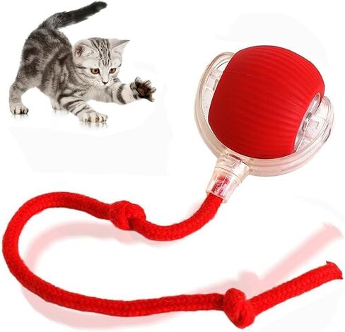 Interactive Cat Toys Ball for Indoor Cats Fast Rolling on Carpet, Three Movement Modes,Automatically Avoiding Obstacles & Motion Activate Cat Toys (Red) in Saudi Arabia